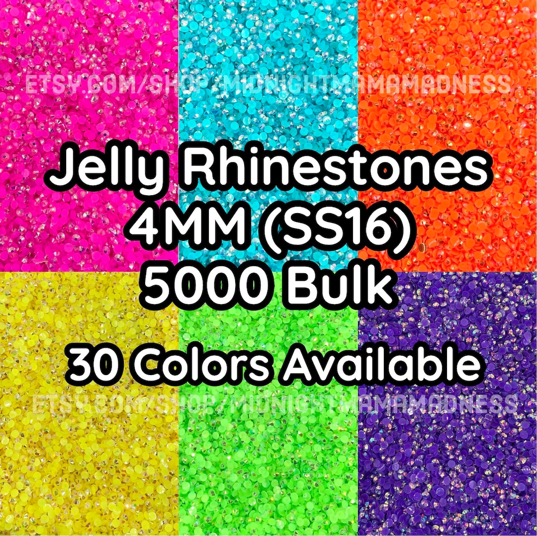 4MM-SS16 Jelly Rhinestones 5000 per Bag- Non-hotfix Flatback Faceted ...