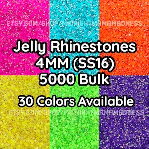 4MM-SS16 Jelly Rhinestones 5000 per bag- Non-Hotfix flatback faceted Resin AB Rhinestone