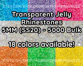 5MM- Transparent Jelly Rhinestones- 5000 QTY BULK bag- Non-Hotfix flatback faceted Resin AB Rhinestone - SS20- clear