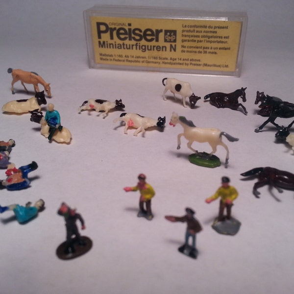 Vintage Prieser (Federal Republic of Germany) Miniature Figures for N-Gauge Train Sets / Layouts 1:160 Scale