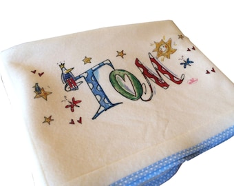 Blanket with name, light blue, Rosirosinchen