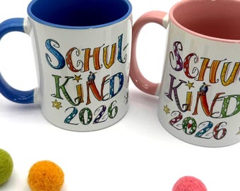 Personalisierte Tasse Schulkind 2026, Tasse mit Namen Kinder, Keramiktasse Einschulung, Tasse Junge 1. Schultag, Schulkindtasse Mädchen