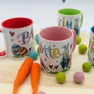 Ostergeschenk für Kinder, Tasse mit Namen Osterhase, Osterei, Frohe Ostern, personalisierte Ostern, Ostergeschenk mit Namen Bild 1