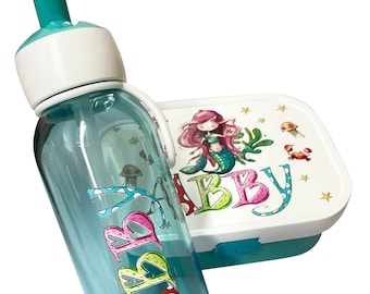 ENCHANTED MERMAID 500ML PLASTIC WATER SPORTS DRINKS LUNCH BOTTLE WITH STRAW 