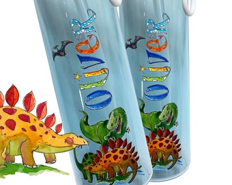 Wasserflasche Mepal Dino4, kohlensäurehaltige Getränke, Wasserflasche mit Strohhalm, Mepal Trinkflasche Kinder mit Namen, RosiRosinchen