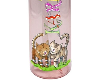 Trinkflasche Flipup, Katzen, Wasserflasche personalisiert Katzen, Trinkflasche mit Namen, RosiRosinchen, Geschenk Ostereiersuche