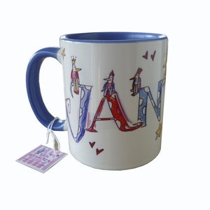 Light blue cup with illustrated name image 1