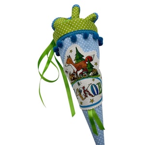 Kleine Schultüte Waldtiere, Blau Hellblau , Geschwistertüte Waldtiere , Kindergartentüte Waldtiere, RosiRosinchen