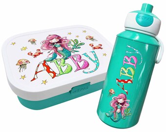 2-teiliges Mickey Mouse Set: Brotdose + Trinkflasche – BPA-frei, Personalisierbar Mit Namen