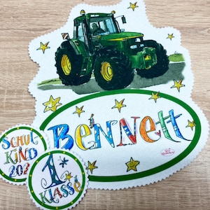 Namen Aufnäher, Schultüten Patch Traktor grün 2024, DIY Schultüte , Zuckertüte, Einschulung /RosiRosinchen