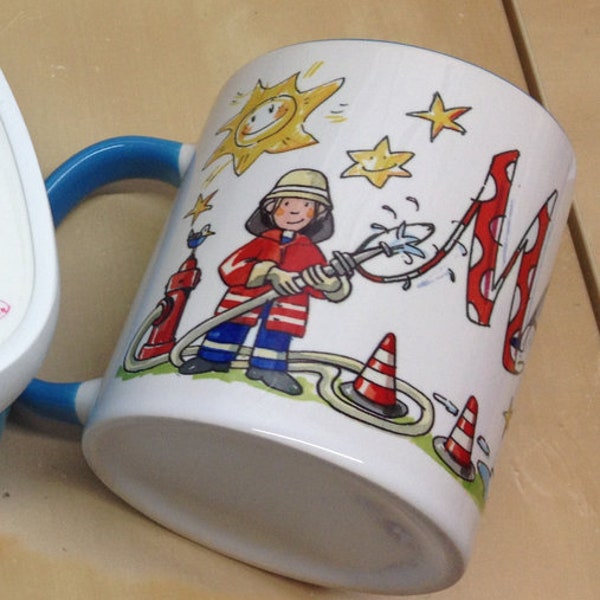 Feuerwehrfrau, Feuerwehrmann , Feuerwehr Tasse mit Namen , Vereinstasse Jugendfeuerwehr, RosiRosinchen