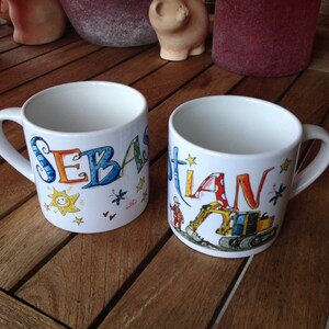 Kleine Kindertasse mit Baustelle, Bagger, Tasse mit Namen, personalisierte Kinderasse, personalisierte Geschenkidee Kinder, RosiRosinchen
