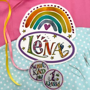Schultüten Aufnäher 2025, Regenbogen , DIY Schultüte , Bastelset Schultüte Regenbogen, RosiRosinchen