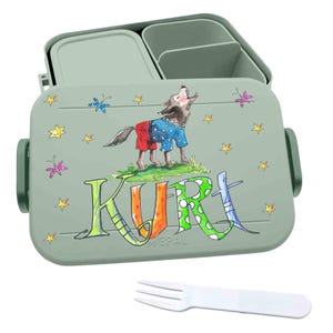Lunchbox Wolf mit Namen, personalisierte Brotdose mit Wolf, RosiRosinchen