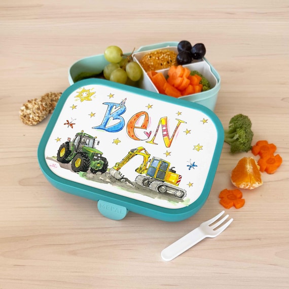Bagger Und Trecker Brotdose Mit Obsteinsatz, Brotdose Mit Namen, Vesperbox , Lunchbag , Rosirosinchen, Geschenk Einschulung