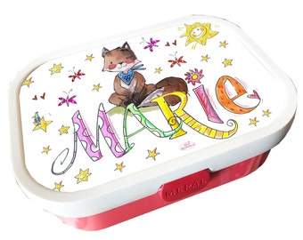 Brotdose mit Namen Rotfuchs, Fuchs, Brotdose Kindergarten , Lunchbox mit Namen , Vesperbox mit Namen, Geschenk Schulanfang