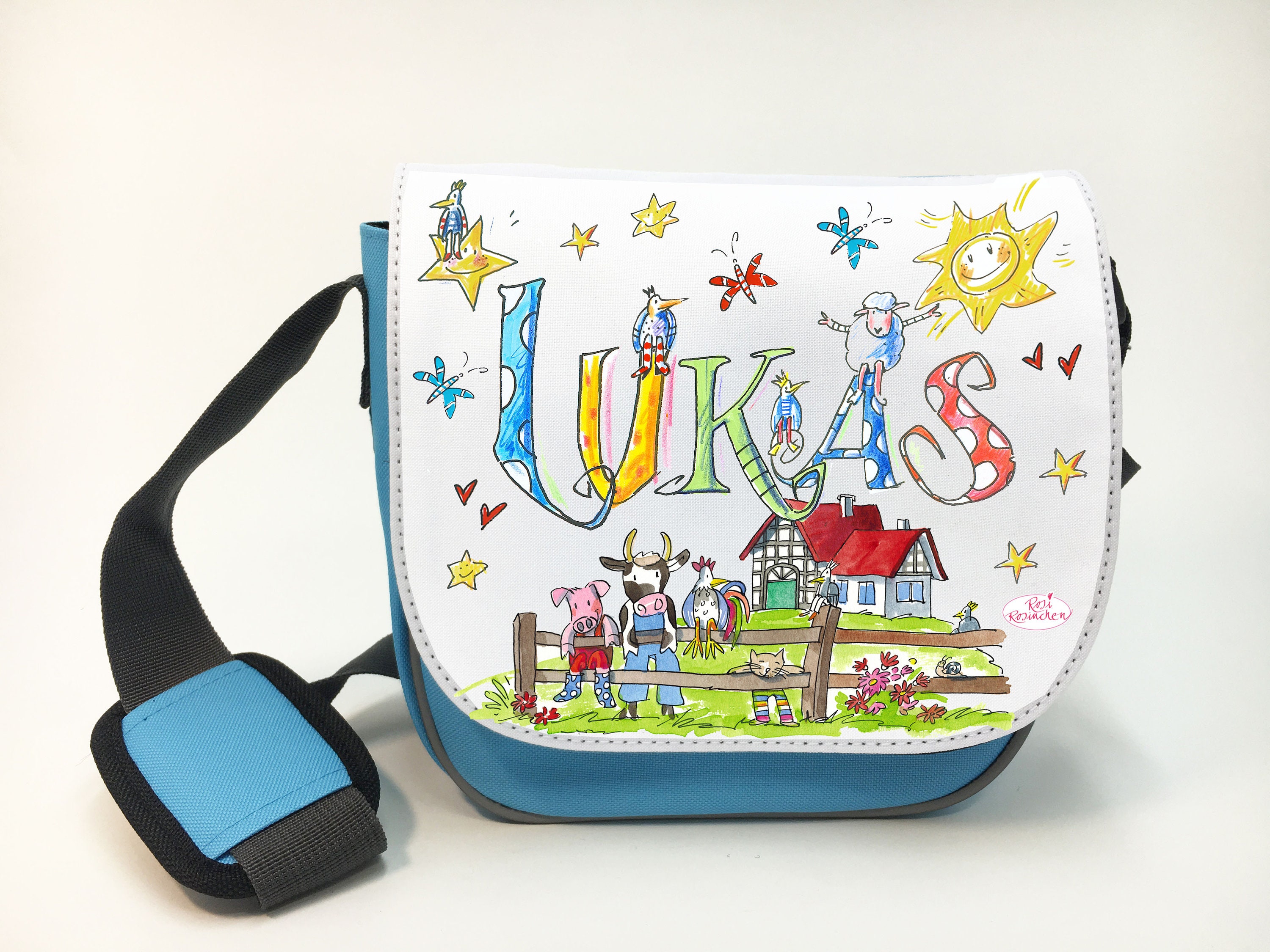 Kindergarten-Tasche hellblau mit Namen | Etsy