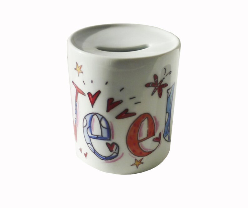 Funny colored money box with the name image 1
