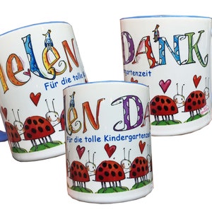 Abschiedsgeschenk Erzieherin Marienkäfer, Erzieher Dankeschön, Abschiedsgeschenk Kindergarten, Geschenk Tagesmutter, Tasse mit Namen