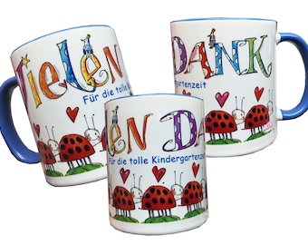 Abschiedsgeschenk Erzieherin Marienkäfer, Erzieher Dankeschön, Abschiedsgeschenk Kindergarten, Geschenk Tagesmutter, Tasse mit Namen