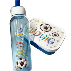 Wasserflasche Fußball kohlensäurehaltige Getränke, Wasserflasche mit Strohhalm, Mepal Trinkflasche Kinder mit Namen, RosiRosinchen image 2