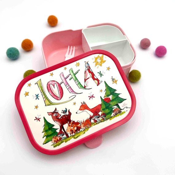 Waldtiere Kinder Brotdose Mit Namen, Brotdose Personalisiert Schule Waldtiere, Lunchbox Kinder Wald, Brotzeitdose Waldtiere