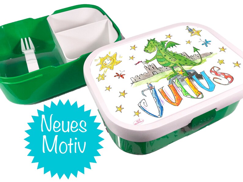 RosiRosinchen Tagesmutter Kindergarten Vorschule Drachen Brotdose mit Namen Brotdose mit Trennung Kita Tagesvater