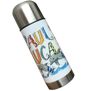 350 ml Thermoskanne personalisiert Delfine, RosiRosinchen, Geschenk Ostereiersuche