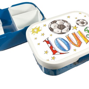 Fußball Brotdose mit Obsteinsatz, Brotdose mit Namen, Vesperbox , Lunchbag , RosiRosinchen, Geschenk Ostereiersuche