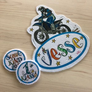 Patches Aufnäher Motorcross , DIY Motorcross Schultüte , DIY Zuckertüte , Schulanfang , Schultüte zum Selbernähen , RosiRosinchen