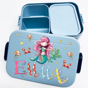 Mermaid Lunchbox MEPAL2, Meerjungfrau Kinder Brotdose mit Namen, Geschenk zur Einschulung, Schultütenfüllung, RosiRosinchen Bild 1