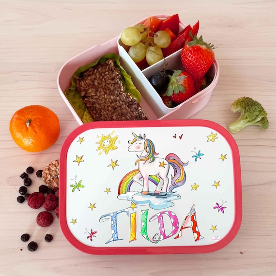 Personalisierte Brotdose Einhorn, Brotdose Kinder Mit Namen, Lunchbox Schule Einhorn, Lunchbox Mädchen Kindergarten Einhörner