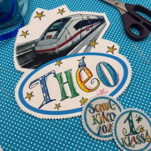 Namen Aufnäher, ICE Patch Regionalzug Eisenbahn 2024, DIY Schultüte , Zuckertüte, Einschulung ,RosiRosinchen