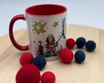 Feuerwehr Tasse mit Namen, Personalisierte Vereinstasse Jugendfeuerwehr, personalisierte Geschenkidee Kinder, Tasse Feuerwehr Junge