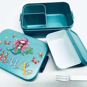 Mermaid Lunchbox MEPAL2, Meerjungfrau Kinder Brotdose mit Namen, Geschenk zur Einschulung, Schultütenfüllung, RosiRosinchen Bild 2