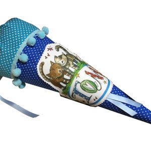 Kleine Schultüte, Geschwistertüte Katzen, Blau Dunkelblau, Kindergarteneintritt, RosiRosinchen