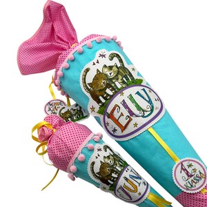 Kleine Schultüte, Rosa Pink mint, Kindergartentüte , Geschwistertüte , personalisiert, Katzen, RosiRosinchen image 8