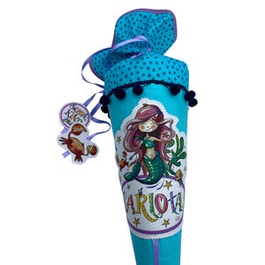 Schultüte Meerjungfrau Mint Punkte, Zuckertüte Meerjungfrau, Schultüte mit Namen, Zuckertüte mit Namen, RosiRosinchen