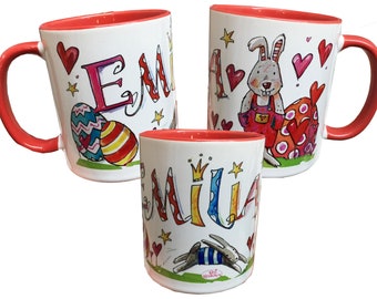 Ostergeschenk Kinder , Tasse mit Name Frohe Ostern , personalisierte Ostern, Ostergeschenk mit Namen, personalisierte Ostergeschenke Tasse