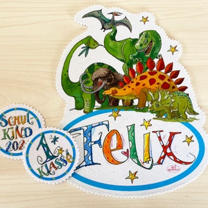 Namen Aufnäher, Schultüten Patch Dino6 2024, DIY Schultüte , Zuckertüte, Einschulung /RosiRosinchen