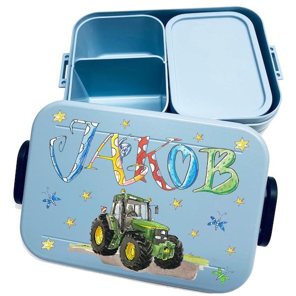 Trecker Lunchbox MEPAL2, Trecker Kinder Brotdose mit Namen, Geschenk zur Einschulung, Schultütenfüllung, RosiRosinchen