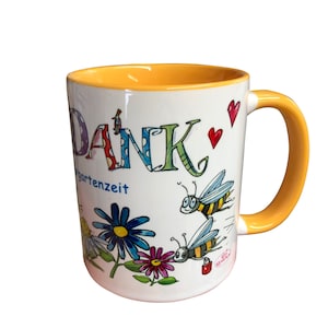 Tasse Abschiedsgeschenk Erzieherin Bienen Blumen mit Personalisierung, Erzieher Dankeschön, Abschiedsgeschenk Kindergarten, Tasse mit Namen