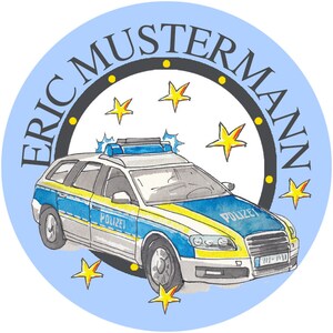 Polizei Namensaufkleber 12 Stk, Buchaufkleber, Heftaufkleber, für Kinder, Aufkleber mit Namen selbstklebend, Schule , Kindergarten