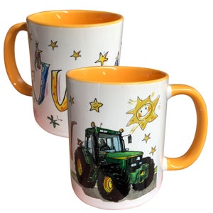 Trecker Tasse mit Namen, Traktor Tasse personalisiert, Schulkind Tasse mit Namen, Geschenk zum Schulanfang, Schultütenfüllung, RosiRosinchen