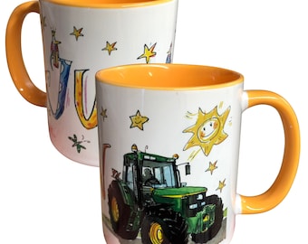 Trecker Tasse, Traktor Tasse, Schulkind Tasse mit Namen, Geschenk zum Schulanfang, Schultütenfüllung