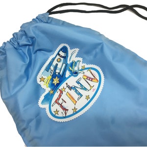 Space rocket astronaut gym bag with name sports bag personalized sports bag with name RosiRosinchen Hellblau