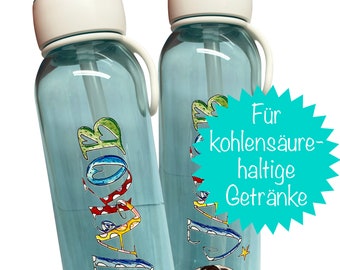 Wasserflasche Mepal kohlensäurehaltige Getränke, Wasserflasche mit Strohhalm, Mepal Trinkflasche Kinder mit Namen, RosiRosinchen