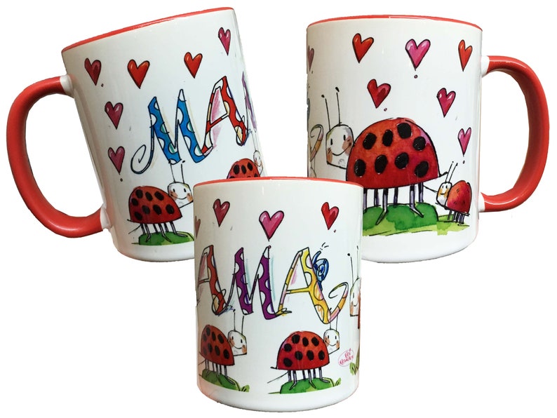 Mama Tasse, Geschenk Muttertag Marienkäfer ,Rosirosinchen image 1