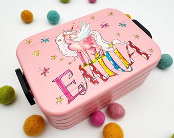 Kinder Bento Box Midi Lunchbox Für Mepal – Einhorn-Motiv, 900 Ml, Blau, Mit Namen Personalisierbar