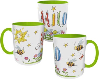 Tasse Blumenwiese, personalisierte Tasse Blumenwiese, RosiRosinchen